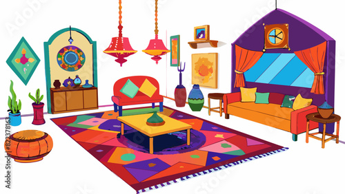 Bohemian Eclectic This style is a mix of global influences bold colors and eclectic patterns. Its characterized by an effortless and freespirited vibe. Cartoon Vector
