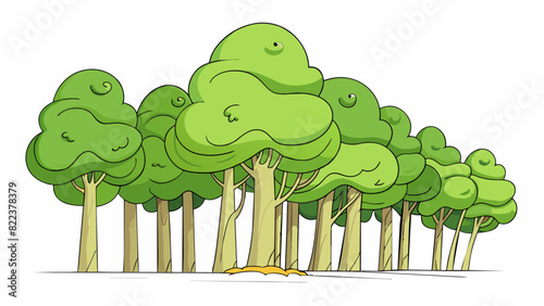 Imagine a group of trees in a forest each one standing tall and strong on its own but when a strong wind blows they lean on and support each other.. Cartoon Vector