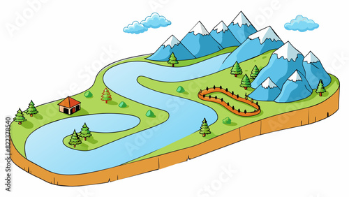 Like a river flowing through a vast landscape the essay took the reader on a journey of discovery and exploration. Each sentence was a meander guiding. Cartoon Vector