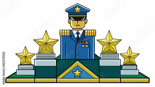 In the military a commission is a promotion given to a soldier who has demonstrated exceptional leadership and performance. The object characteristics. Cartoon Vector