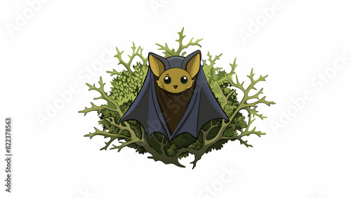 In the depths of a cave a family of bats huddle together for warmth. They have small beady eyes that glow red in the darkness and their noses wrinkle. Cartoon Vector