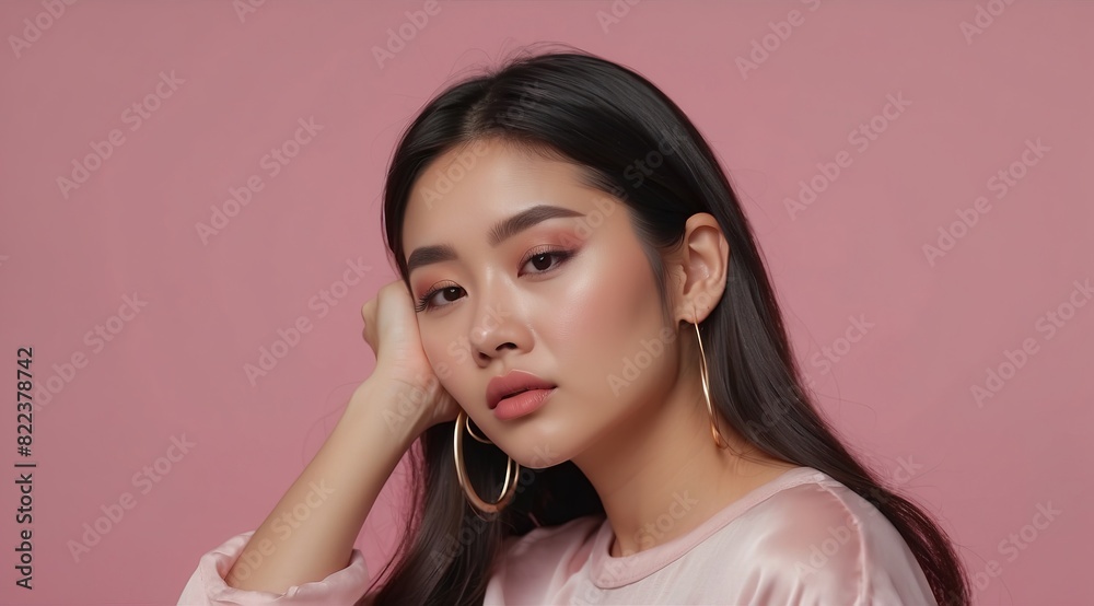 Beautiful attractive asian woman model sad expression Beautiful attractive asian woman model sad expression