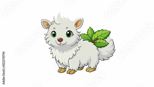 The animal had fluffy white fur and a short stubby tail. Its large floppy ears drooped to the sides of its head giving it an endearingly e appearance.. Cartoon Vector