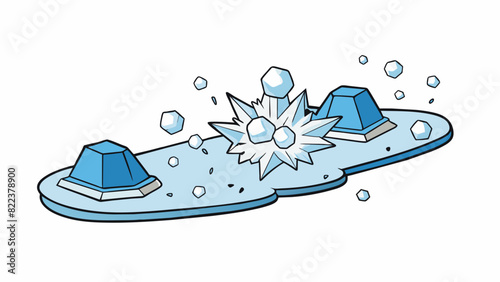 The crunch of freshly fallen snow beneath footsteps the ice crystals breaking and crackling like a million tiny bells chiming in the crisp winter air.. Cartoon Vector photo