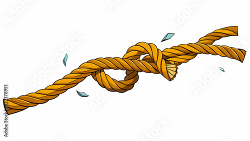The end was a frayed rope strands of fibers unraveling and falling to the ground. Its once sy form now weak and fragile no longer able to hold any. Cartoon Vector