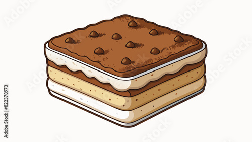 The final layer of the tiramisu dessert was a dusting of cocoa powder adding a subtle bitterness to balance the sweetness of the creamy layers. Cartoon Vector