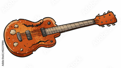 The guitars tone was gritty and rough with a scratchy sound emanating from its taut worn strings as the musician plucked out a melancholy tune.. Cartoon Vector