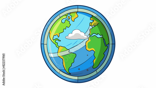The outer layer of the Earths atmosphere is a thin protective shield of gases protecting us from the harsh conditions of space.. Cartoon Vector