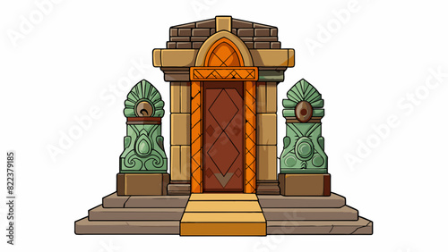 The post is made of thick sy stone chiseled with intricate patterns and designs. It is not just a marker but a symbol of a past era standing proudly. Cartoon Vector
