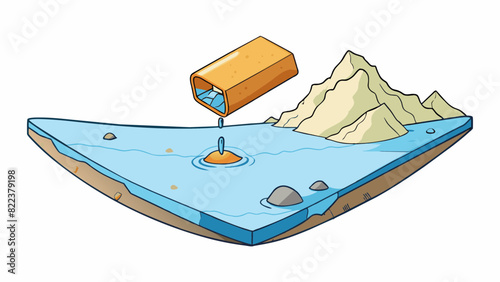 The principle of buoyancy can be seen when a lightweight object such as a cork floats on top of water while a heavier object like a rock sinks to the. Cartoon Vector photo