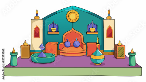 The shop specialized in home decoration and was filled with a wide assortment of items from scented candles to decorative pillows and wall art. One. Cartoon Vector