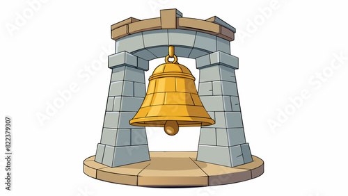 The sound of a ringing bell filled with clarity and resonance echoing through the empty halls of an ancient stone castle.. Cartoon Vector