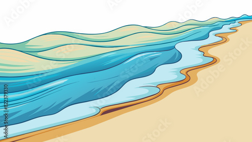 The soft gentle waves lapping against the shore gave a tranquil and serene effect to the beach creating a peaceful atmosphere for beachgoers.. Cartoon Vector