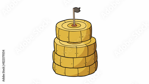 The target was a vertical cylindrical tower made of stacked hay bales. The bales were slightly misshapen and uneven with bits of hay sticking out from. Cartoon Vector