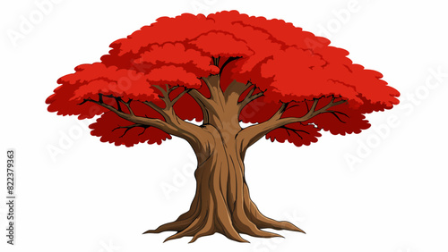 The tree was aged and ancient its massive trunk exuding wisdom and resilience. Its branches were gnarled and gnarled reaching out in all directions as. Cartoon Vector