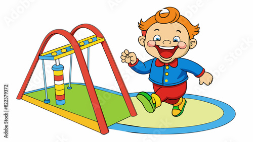The toddlers flushed red with exertion as he ran around the playground his laughter echoing through the air. His eyes sparkled with excitement and his. Cartoon Vector
