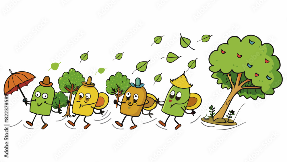 Windy The trees are swaying back and forth as a strong wind blows