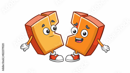 Two halves of a broken object fitting together perfectly signifying the idea of sharing resources and coming together to create soing whole.. Cartoon Vector