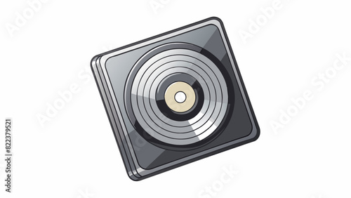 This record was shaped like a square and made of a reflective metallic material. It had a glossy finish and was light enough to hold with one hand.. Cartoon Vector