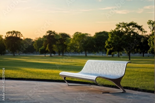 Modern Sculptural Bench in Urban Park Setting