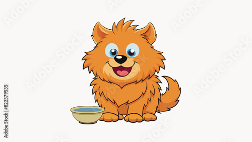 When caring for a pet it is important to feed it nutritious food and regularly take it on walks to ensure its health and happiness. The pet is fluffy. Cartoon Vector