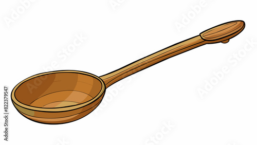 Wooden s A kitchen utensil made of solid wood with a long handle and a curved shallow bowl at the end used for stirring and mixing ingredients while. Cartoon Vector