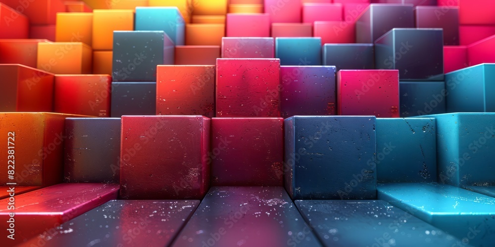 Obraz premium Numerous cubes of various sizes scattered around a rooms floor