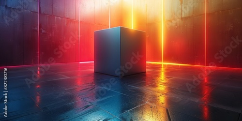 A box is positioned on the ground against a wall