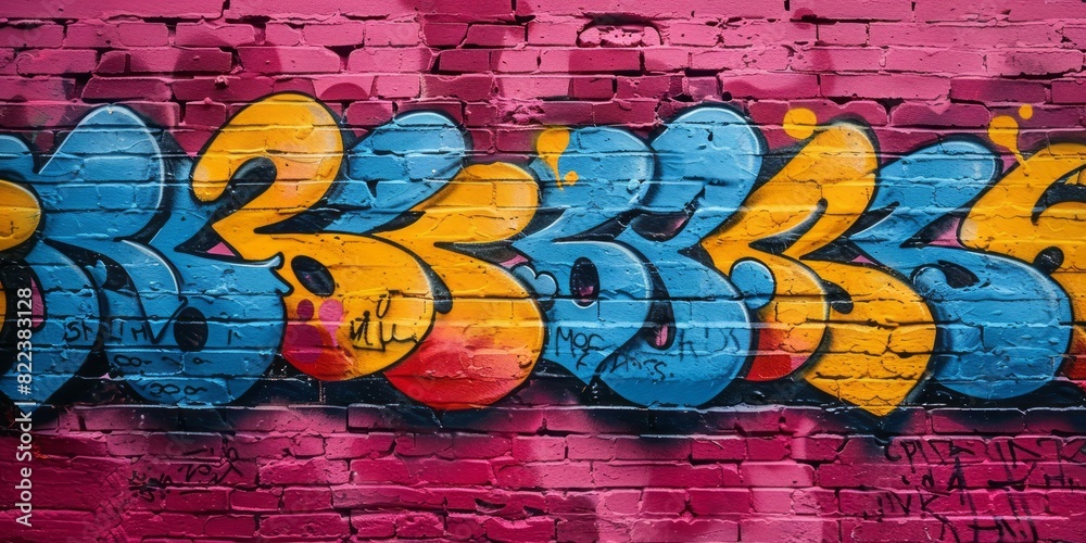 A brick wall covered in colorful graffiti art A brick wall covered in colorful graffiti art