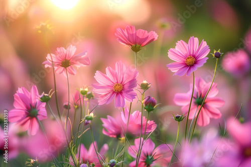 Delicate pink flowers in soft light