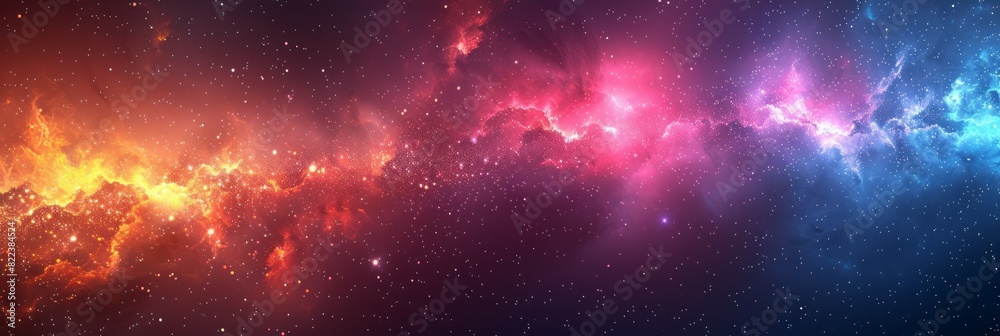 Naklejka premium A vibrant space featuring an array of stars and clouds in a colorful display