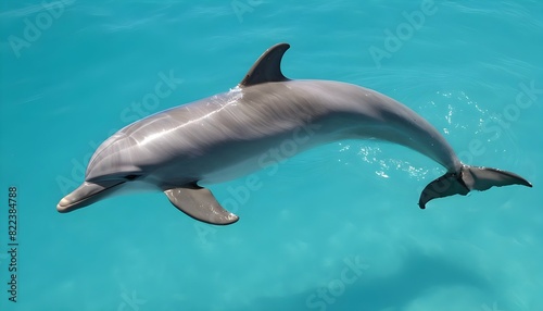 A Dolphin Swimming In Clear Turquoise Waters