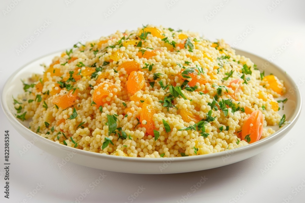Plump Apricot Couscous in an Elegant Bowl Plump Apricot Couscous in an Elegant Bowl