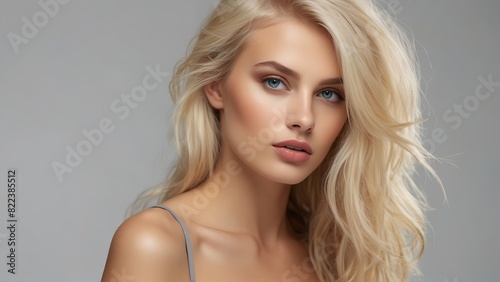 Closeup portrait of a blonde beauty fashion model 