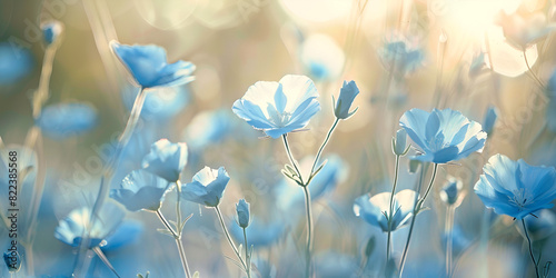 Serene Nature   Blue Flowers in Soft Morning Light  Spring Blossoms   Delicate Blue Flowers in Bloom