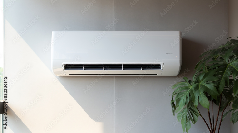 Closeup air conditioner on the wall of a modern Closeup air conditioner on the wall of a modern