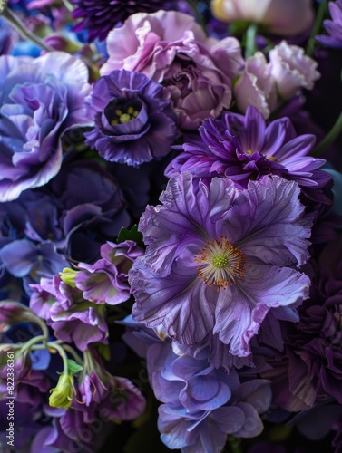 vibrant purple color flowers bouquet, ai