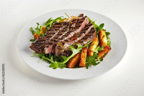 French Fry Crouton Steak Salad with Mustard Dressing
