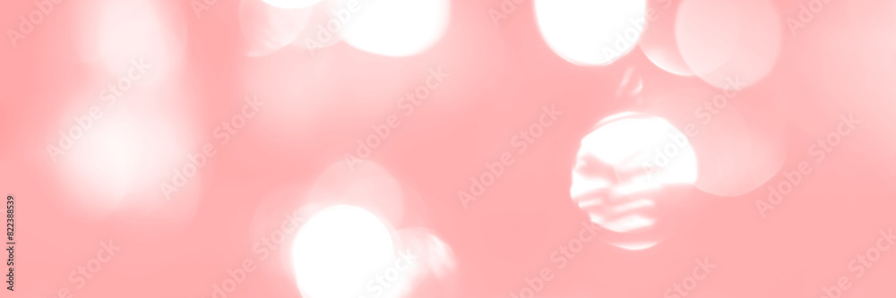 Blurred lights pink background, banner texture. Abstract bokeh with soft light header. Wide screen wallpaper. Panoramic web banner with copy space for design