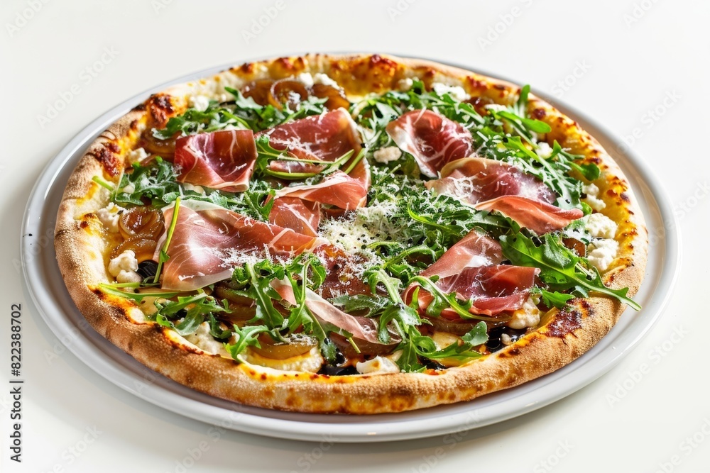 Homemade Crust Pizza with Prosciutto, Caramelized Onions, and Arugula Homemade Crust Pizza with Prosciutto, Caramelized Onions, and Arugula
