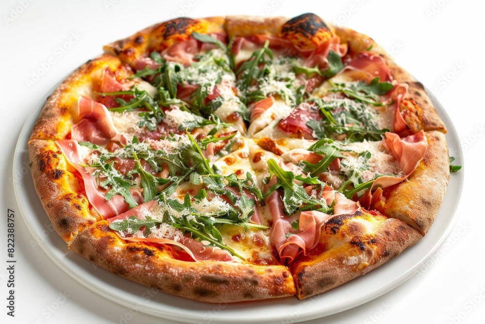 Gourmet Prosciutto and Arugula Pizza with Shaved Parmesan Gourmet Prosciutto and Arugula Pizza with Shaved Parmesan