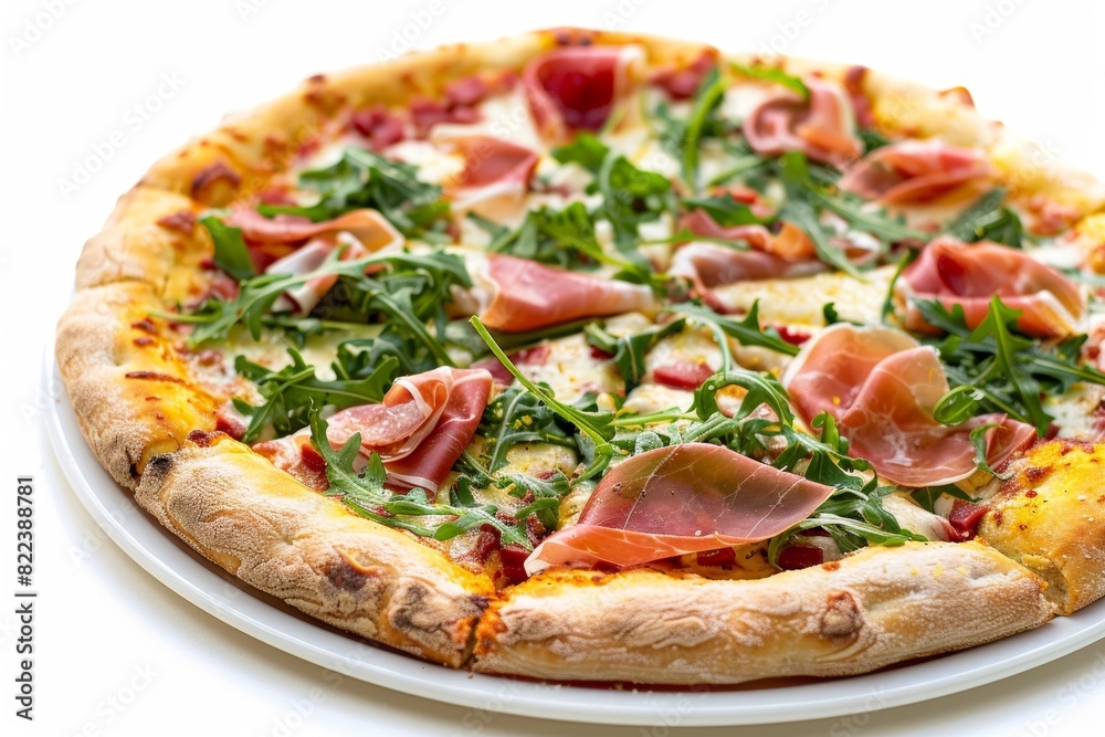Delectable Prosciutto and Arugula Pizza with Vibrant Green Arugula Delectable Prosciutto and Arugula Pizza with Vibrant Green Arugula