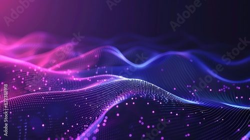 Geometric abstract background with connected lines and dots. Wave flow. Molecule and communication background. Graphic background for your design photo