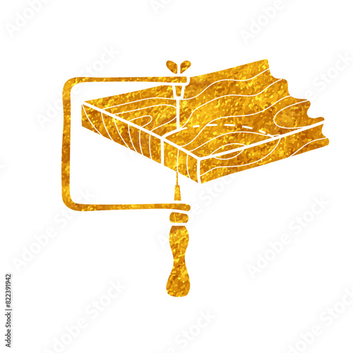 Jeweler adjustable saw drawing in gold color style