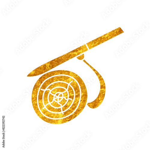 Wood log timber cant hook drawing in gold color style