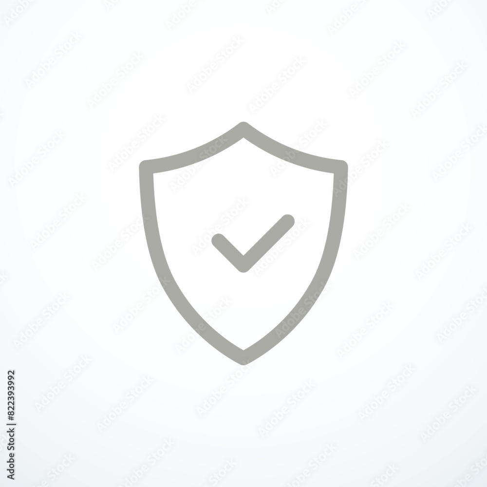 Shield check mark line icon. Vector illustration Shield check mark line icon. Vector illustration