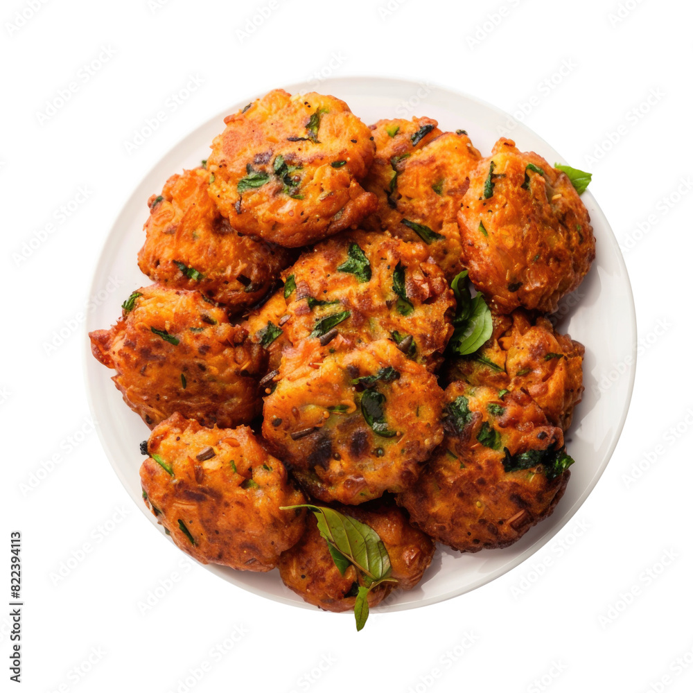 A Delicious Plate of Vegan Lentil Fritters (Parippu Vada) Isolated on a Transparent Background A Delicious Plate of Vegan Lentil Fritters (Parippu Vada) Isolated on a Transparent Background
