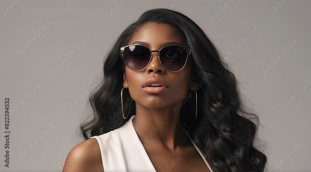 custom made wallpaper toronto digitalBeautiful attractive black woman model wearing sunglasses with suprised emotion