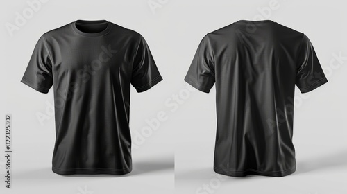 Plain black t-shirt front and back for PNG mockup