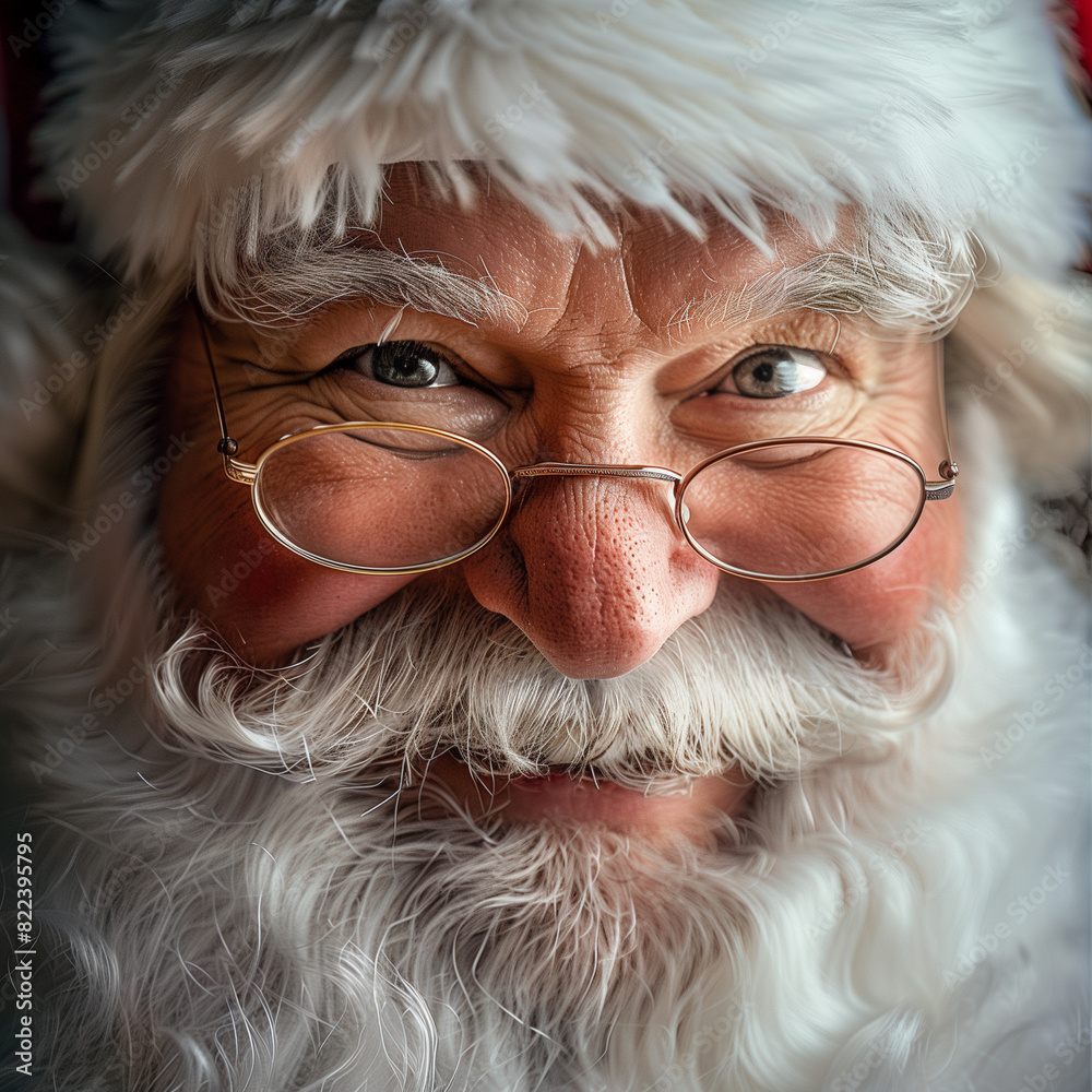 Close-Up Portrait of Santa Claus with Twinkling Eyes and Cheerful Expression - Capturing the Joy and Magic of Christmas Close-Up Portrait of Santa Claus with Twinkling Eyes and Cheerful Expression - Capturing the Joy and Magic of Christmas
